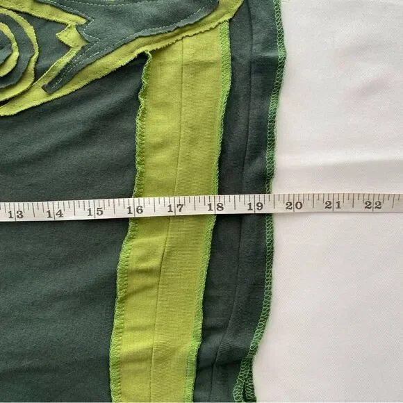 Y2K Original Design Patchwork Green Appliqué Top Size Small - Picture 12 of 12